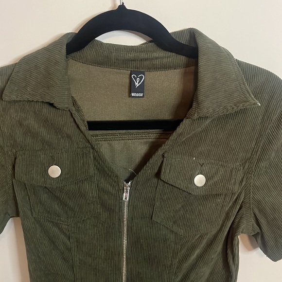 Windsor Green Corduroy Romper - Picture 2 of 6